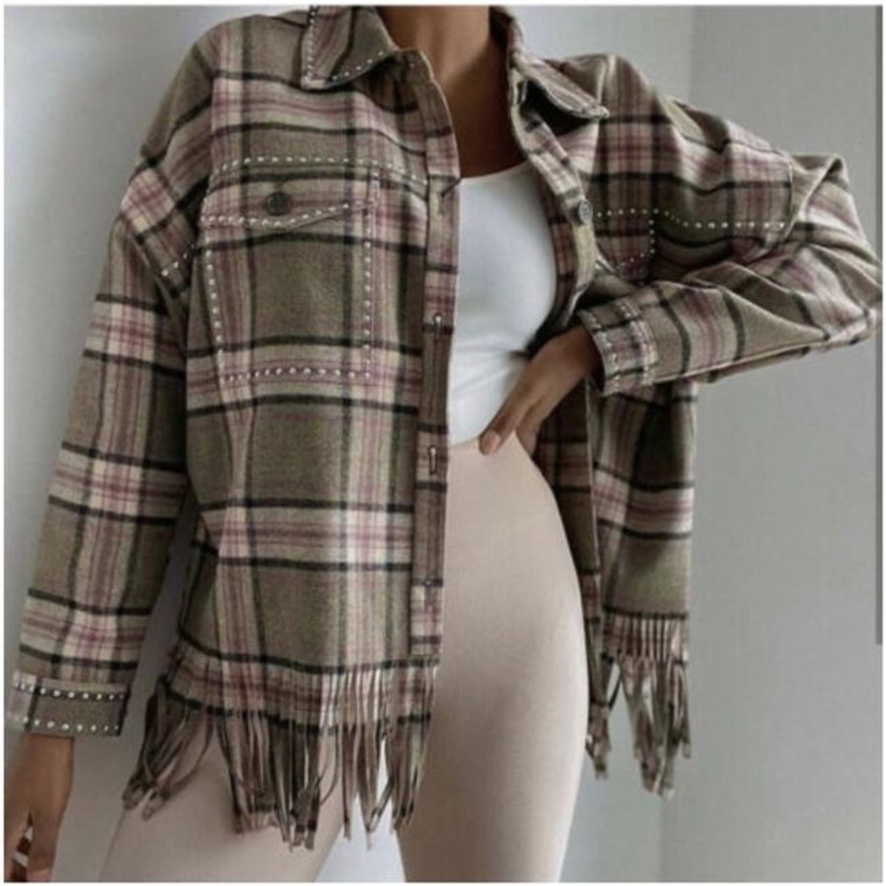 NWT ZARA Wool Plaid Shirt Jacket